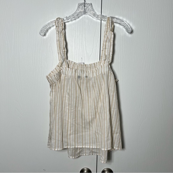 Banana Republic Striped Embroidered Tank Ruffle Straps Top Size L NWT - Picture 6 of 11